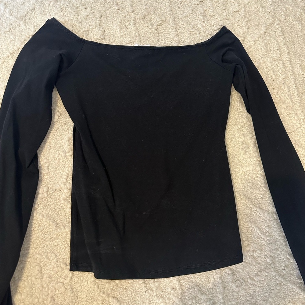 Garage Black Off-Shoulder Top